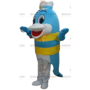 Blauer Delfin BIGGYMONKEY™ Maskottchenkostüm, Fischkostüm, Meer