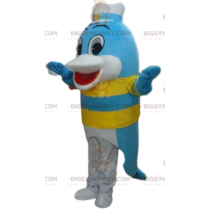 Costume de mascotte BIGGYMONKEY™ de dauphin bleu, costume de