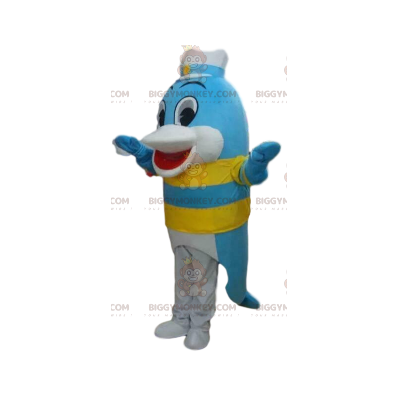 Kostým maskota modrého delfína BIGGYMONKEY™, kostým ryby