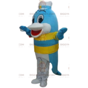 Blue Dolphin BIGGYMONKEY™ Mascot Costume, Fish Costume, Sea