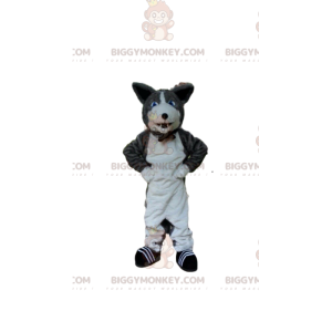BIGGYMONKEY™ costume da mascotte cane grigio e bianco, costume