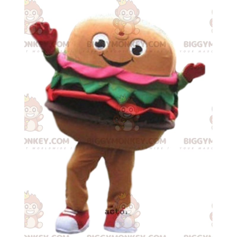 Burger BIGGYMONKEY™ maskotdräkt, snabbmatskostym, gigantisk
