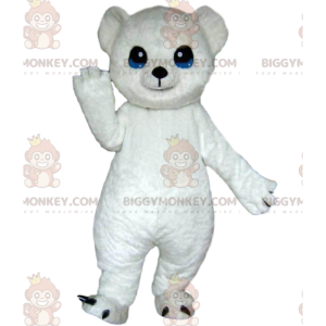 Eisbär BIGGYMONKEY™ Maskottchen-Kostüm, weißer Teddybär-Kostüm