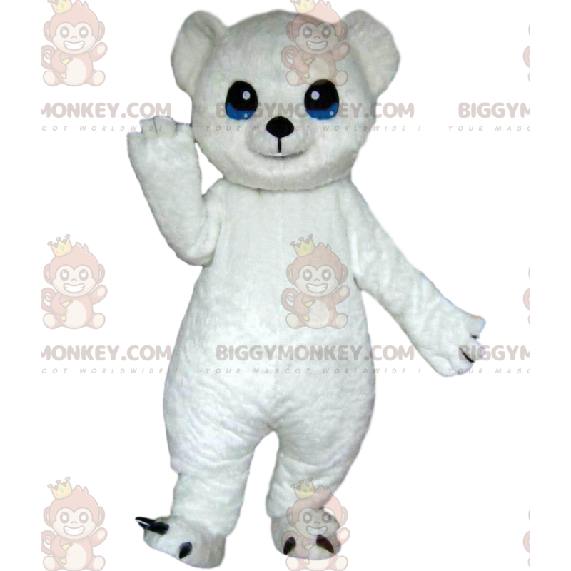 Isbjörn BIGGYMONKEY™ maskotdräkt, vit nallebjörnsdräkt -