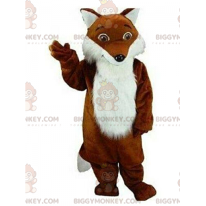 Disfraz de mascota BIGGYMONKEY™ zorro marrón y blanco, peludo