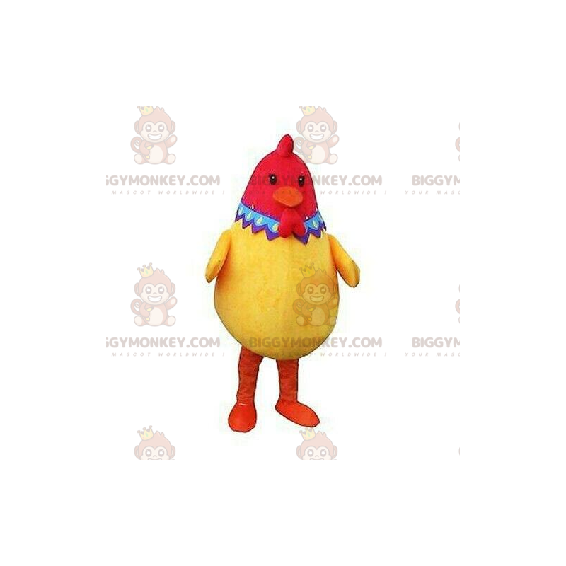 Muy exitoso y colorido disfraz de mascota de gallina amarilla y
