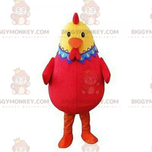 Costume de mascotte BIGGYMONKEY™ de poule rouge et jaune, très