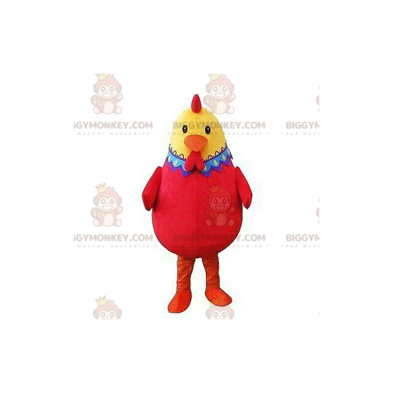 Costume de mascotte BIGGYMONKEY™ de poule rouge et jaune, très