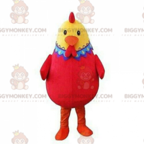 Costume de mascotte BIGGYMONKEY™ de poule rouge et jaune, très