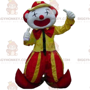 Traje de mascote de palhaço amarelo e vermelho BIGGYMONKEY™