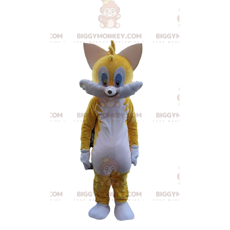 Traje de mascote de gato amarelo BIGGYMONKEY™, fantasia de gato