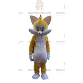 Traje de mascote de gato amarelo BIGGYMONKEY™, fantasia de gato