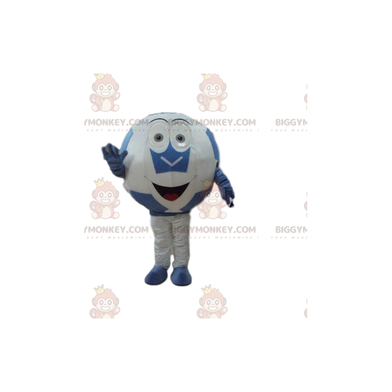 Costume da mascotte BIGGYMONKEY™ con pallone bianco e blu