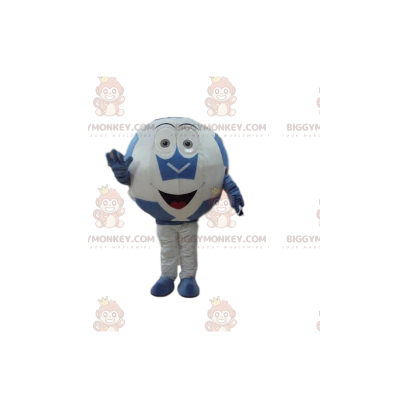 Costume de mascotte BIGGYMONKEY™ de ballon bleu et blanc