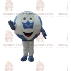 Blue and White Ball BIGGYMONKEY™ Mascot Costume, Giant Soccer
