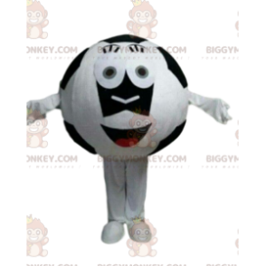 Disfraz de mascota BIGGYMONKEY™ de balón de fútbol blanco y