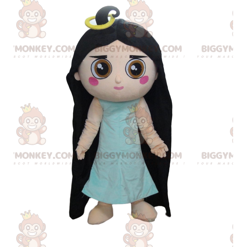 BIGGYMONKEY™ fantasia de mascote menina com cabelo comprido