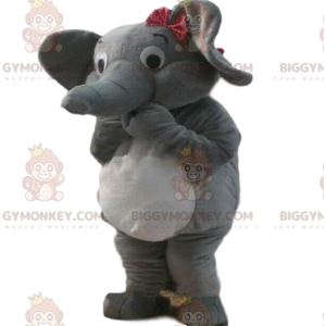 Costume de mascotte BIGGYMONKEY™ d'éléphant gris et blanc