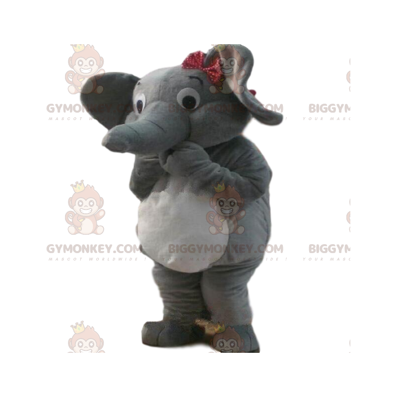 BIGGYMONKEY™ costume mascotte elefante grigio e bianco, costume