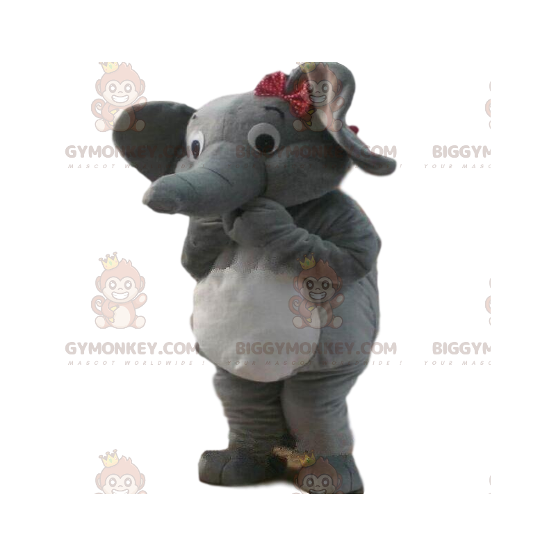 Traje de mascote BIGGYMONKEY™ elefante cinza e branco, fantasia