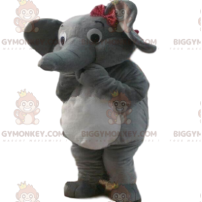 BIGGYMONKEY™ mascot costume gray and white elephant, pachyderm