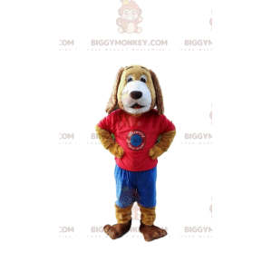 Hund BIGGYMONKEY™ maskotdräkt klädd i färgglad outfit