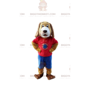 Traje de mascote de cachorro BIGGYMONKEY™ vestido com roupa