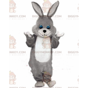 Costume de mascotte BIGGYMONKEY™ de lapin gris et blanc