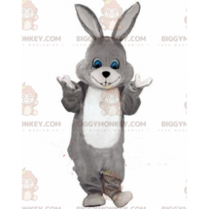 Graues und weißes Kaninchen BIGGYMONKEY™ Maskottchen-Kostüm