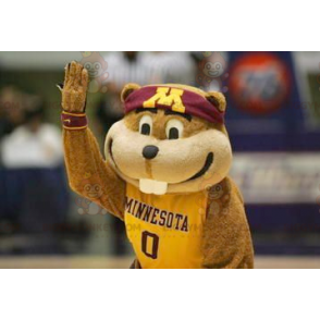 Bruin en wit Groundhog BIGGYMONKEY™ mascottekostuum -