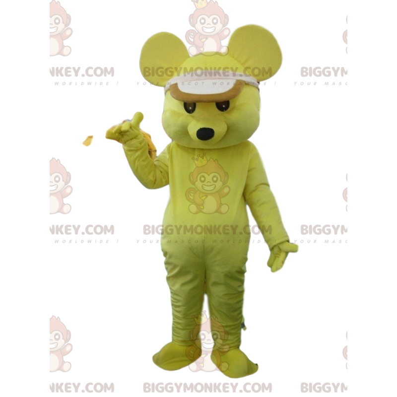 Gelbe Maus BIGGYMONKEY™ Maskottchenkostüm mit Mütze, gelbes