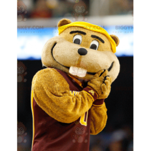 Bruin en wit Groundhog BIGGYMONKEY™ mascottekostuum -