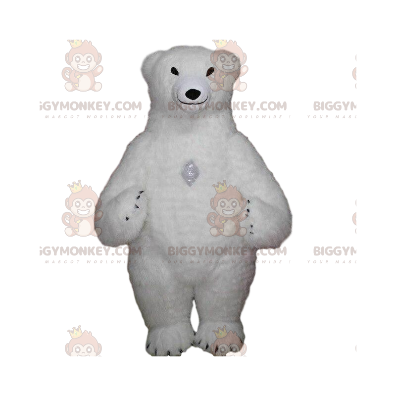 BIGGYMONKEY™ uppblåsbar vit björnmaskotdräkt, jättedräkt för