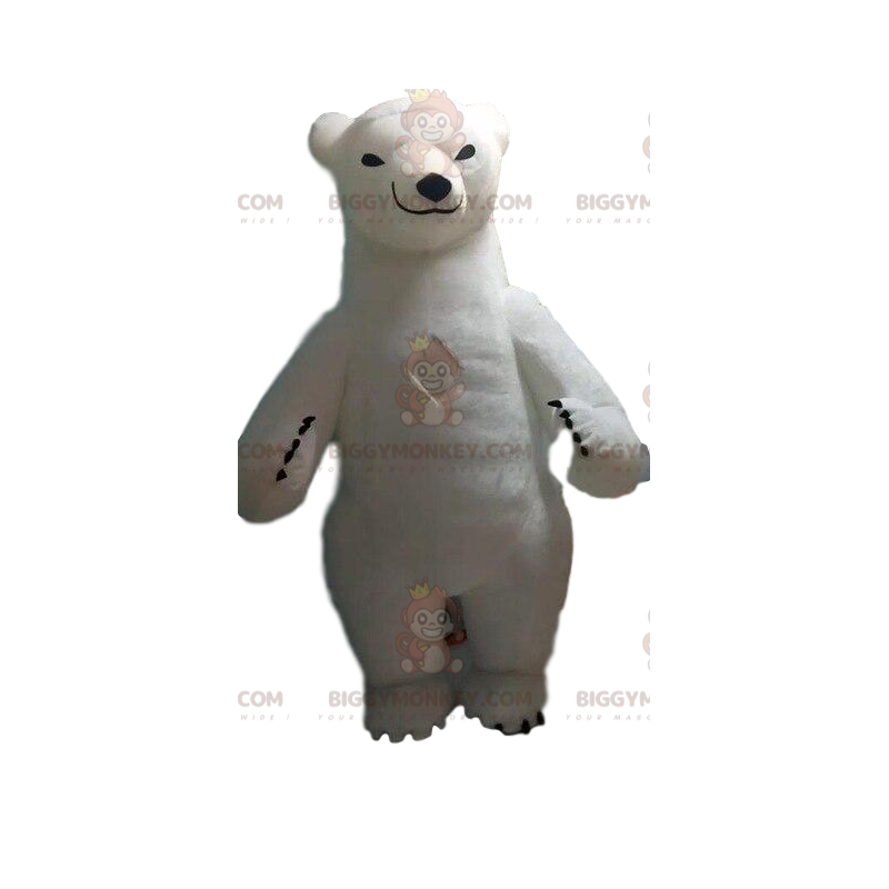 BIGGYMONKEY™ Aufblasbares Weißbär-Maskottchen-Kostüm
