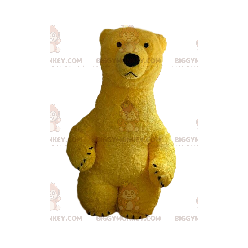 Kostým maskota BIGGYMONKEY™ nafukovací žlutý medvěd, kostým