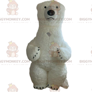 BIGGYMONKEY™ uppblåsbar vit björnmaskotdräkt, jättedräkt för