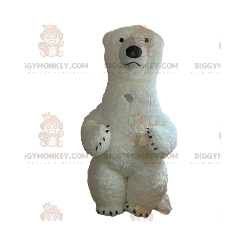 BIGGYMONKEY™ Disfraz inflable de mascota de oso blanco, disfraz