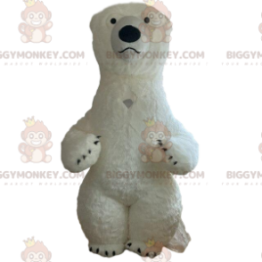 BIGGYMONKEY™ Aufblasbares Weißbär-Maskottchen-Kostüm