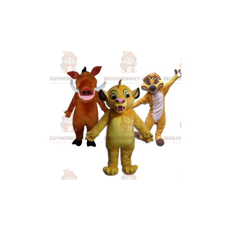 3 BIGGYMONKEY™s maskotar, Timon, Pumba och Simba från tecknad