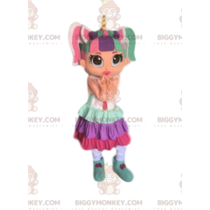 Colorful Girl BIGGYMONKEY™ Mascot Costume, Very Colorful Girl