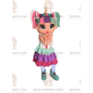 Traje de mascote de menina colorida BIGGYMONKEY™, fantasia de