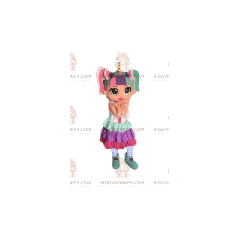 Disfraz de mascota BIGGYMONKEY™ de niña colorida, disfraz de