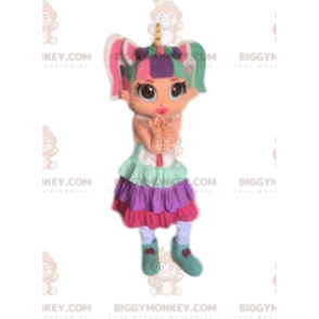 Traje de mascote de menina colorida BIGGYMONKEY™, fantasia de