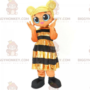 BIGGYMONKEY™ maskotdräkt flicka klädd som ett bi, beedräkt -