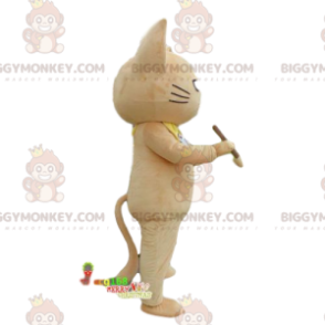 Disfraz de mascota BIGGYMONKEY™ gato beige con lápiz, disfraz