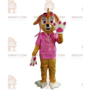 BIGGYMONKEY™ Maskottchenkostüm Brauner Hund, Hündin in Pink