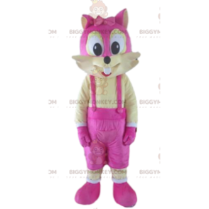 BIGGYMONKEY™ mascottekostuum gele en roze eekhoorn, kleurrijk