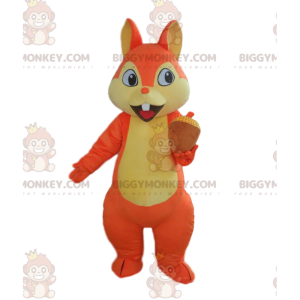 Orange og gult egern BIGGYMONKEY™ maskotkostume, kæmpe