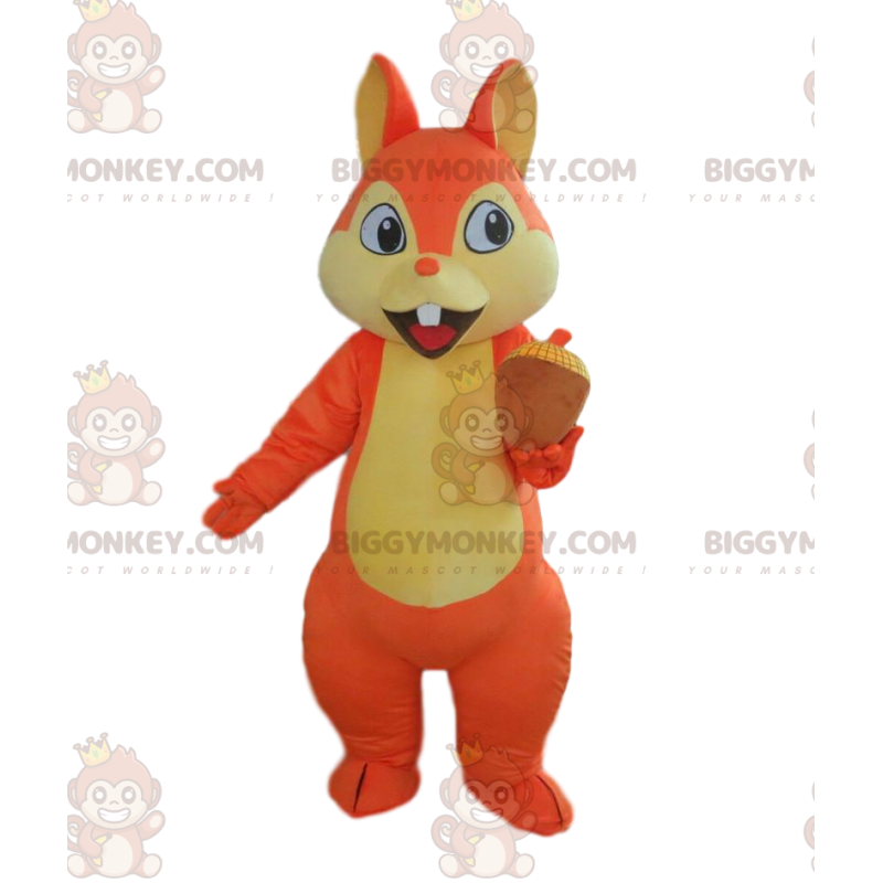 Orange og gult egern BIGGYMONKEY™ maskotkostume, kæmpe