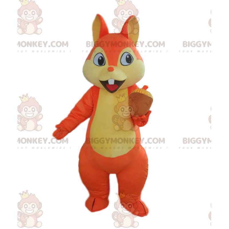 Traje de mascote de esquilo laranja e amarelo BIGGYMONKEY™